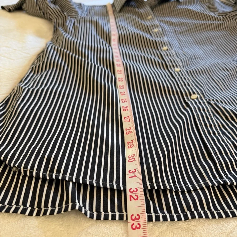 Ralph Lauren Women’s Black White Striped Long Sleeve Button Up Shirt Size XL - Picture 9 of 9